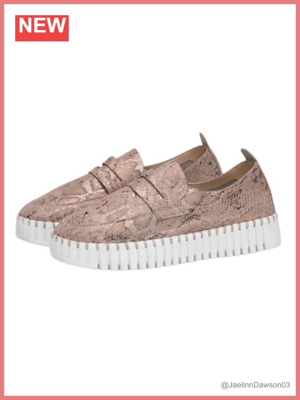 Women's Tulip 3868 Flat Platform Snakeskin Rubber Sole Slip On